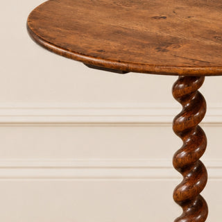 19th Century English Oak Round Barley Twist Table
