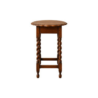 19th Century English Barley Twist Side Table with Scalloped Edge
