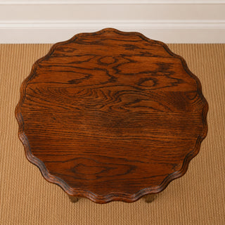 19th Century English Barley Twist Side Table with Scalloped Edge
