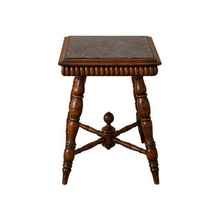 19th Century English Oak Side Table with Marble Top
