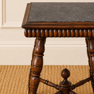 19th Century English Oak Side Table with Marble Top

