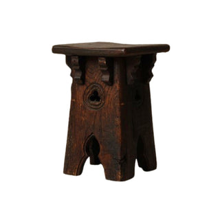 19th Century French Oak Neo Gothic Stool
