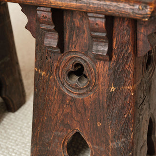 19th Century French Oak Neo Gothic Stool
