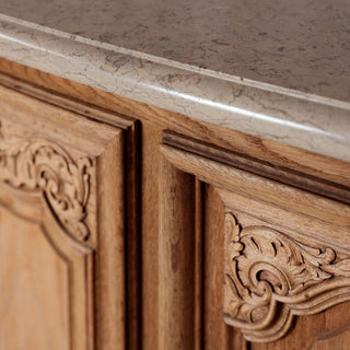 1940s French Oak Sideboard with Marble Top by Christian Krass

