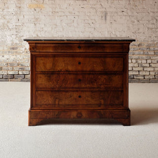 19th Century French Louis Philippe Walnut Chest with Marble Top (A)
