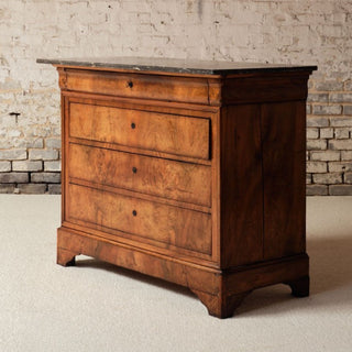 19th Century French Louis Philippe Walnut Chest with Marble Top (A)
