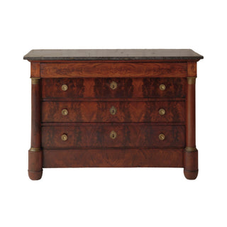 19th Century French Mahogany Chest with Marble Top (B)
