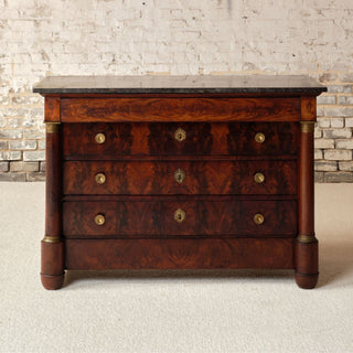 19th Century French Mahogany Chest with Marble Top (B)
