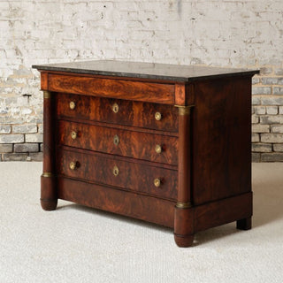 19th Century French Mahogany Chest with Marble Top (B)
