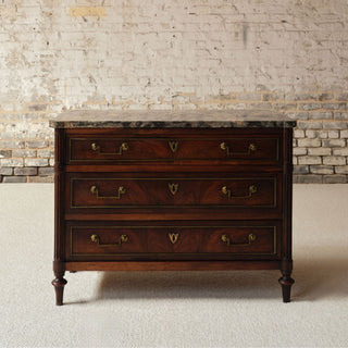 Late 17th Century French Empire Cherry Wood Commode with Marble Top
