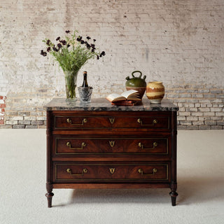 Late 17th Century French Empire Cherry Wood Commode with Marble Top
