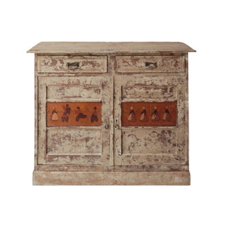 1950s French Oak Chest of Drawers with Bécassine Motif
