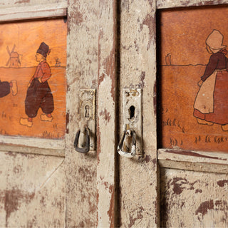 1950s French Oak Chest of Drawers with Bécassine Motif

