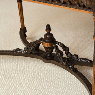 19th Century French Dark Wood Base & Marble Top Table
