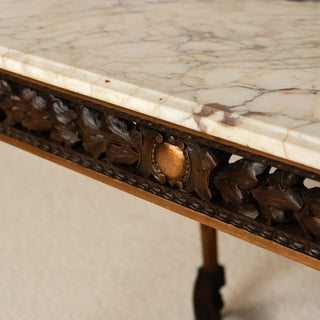 19th Century French Dark Wood Base & Marble Top Table
