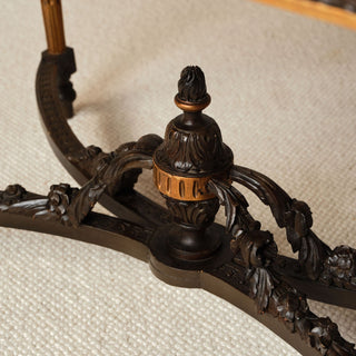 19th Century French Dark Wood Base & Marble Top Table
