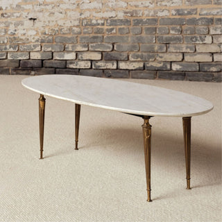 1950s French Marble Top with Brass Legs Coffee Table
