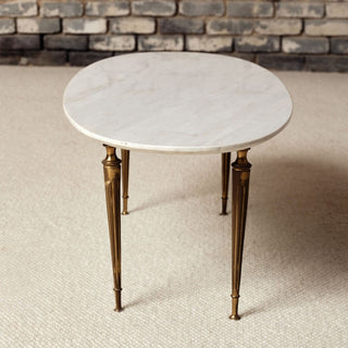 1950s French Marble Top with Brass Legs Coffee Table
