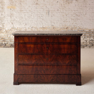 19th Century French Mahogany Chest with Marble Top (A)
