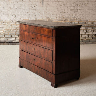 19th Century French Mahogany Chest with Marble Top (A)
