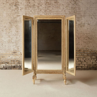 19th Century French Oak Floor Mirror

