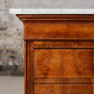 French Louis Philippe Style Walnut Marble Top Commode, Circa 1960
