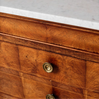 French Louis Philippe Style Walnut Marble Top Commode, Circa 1960
