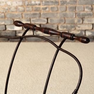 19th Century French Iron Sled with Oak Seat
