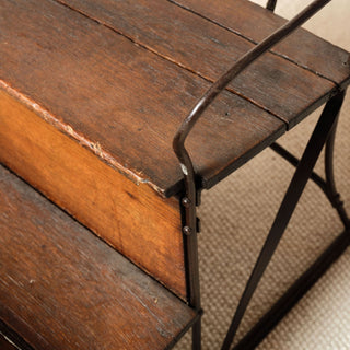 19th Century French Iron Sled with Oak Seat
