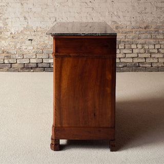 19th Century French Walnut Chest of Drawers with Marble Top
