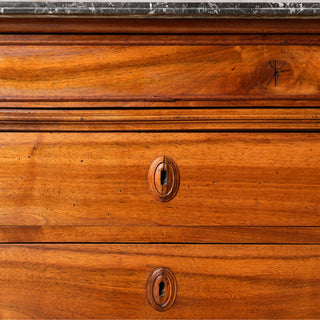 19th Century French Walnut Chest of Drawers with Marble Top
