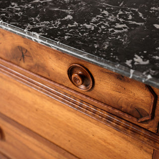 19th Century French Walnut Chest of Drawers with Marble Top
