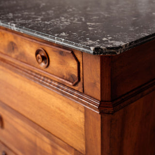 19th Century French Walnut Chest of Drawers with Marble Top
