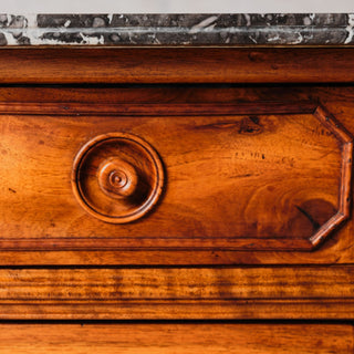 19th Century French Walnut Chest of Drawers with Marble Top
