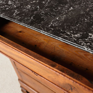 19th Century French Walnut Chest of Drawers with Marble Top
