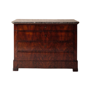 19th Century French Mahogany Chest with Marble Top (A)
