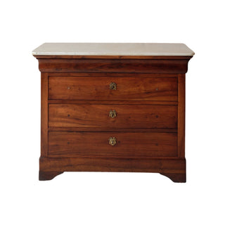 19th Century French Louis Philippe Walnut Chest with Marble Top (D)
