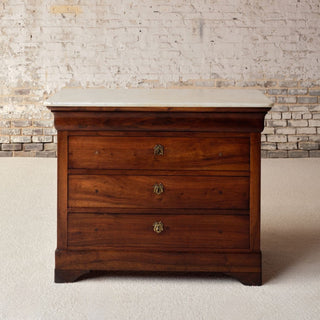 19th Century French Louis Philippe Walnut Chest with Marble Top (D)

