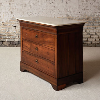 19th Century French Louis Philippe Walnut Chest with Marble Top (D)
