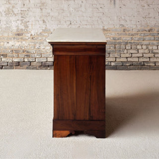 19th Century French Louis Philippe Walnut Chest with Marble Top (D)
