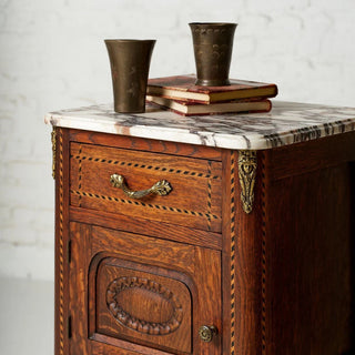 Circa 1920s Belgian Louis XVI Style Marble Top Bedside Tables (Set of 2)
