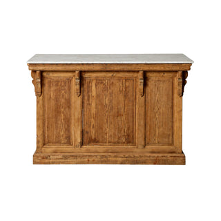 19th Century French Oak and Marble Top Counter
