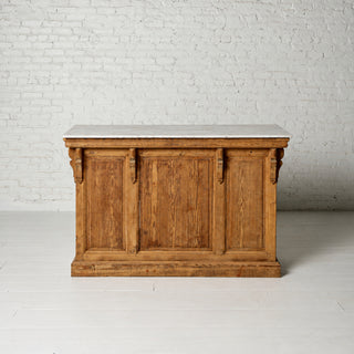 19th Century French Oak and Marble Top Counter
