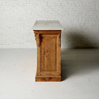 19th Century French Oak and Marble Top Counter
