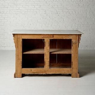 19th Century French Oak and Marble Top Counter
