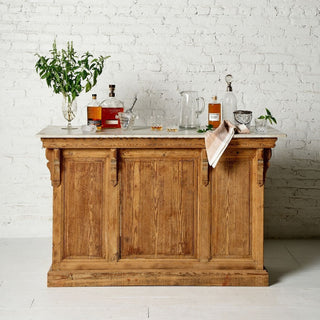 19th Century French Oak and Marble Top Counter
