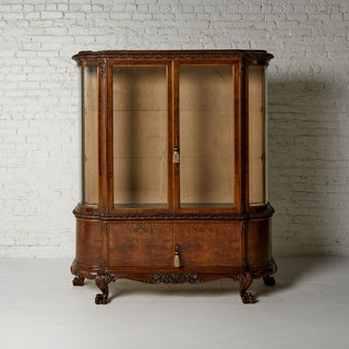 1930s Belgian Oak & Glass Buffet China Cabinet
