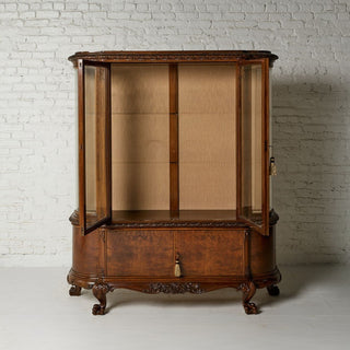 1930s Belgian Oak & Glass Buffet China Cabinet
