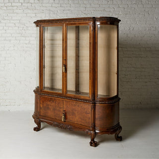 1930s Belgian Oak & Glass Buffet China Cabinet
