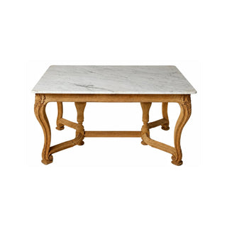 20th Century French Oak and Marble Farmhouse Table
